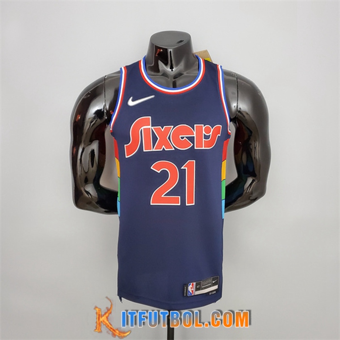 Camisetas Philadelphia 76ers (Embiid #21) 2022 Azul Royal