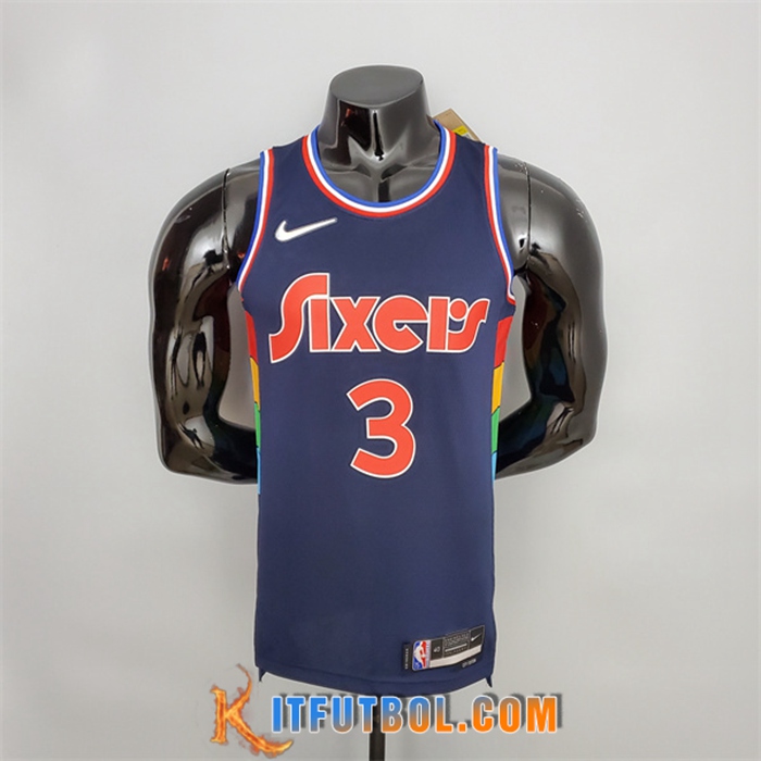 Camisetas Philadelphia 76ers (Iverson #3) 2022 Azul Royal