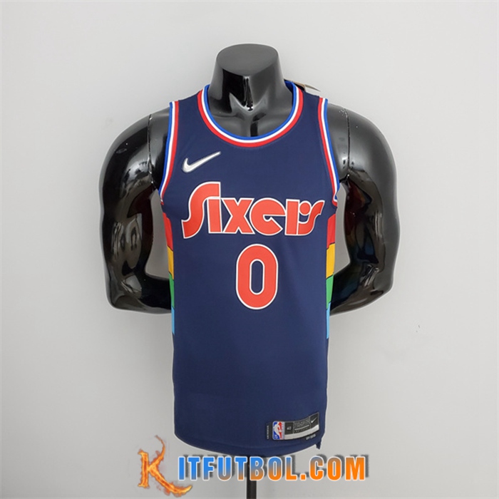 Camisetas Philadelphia 76ers (Maxey #0) 2022 Azul Royal