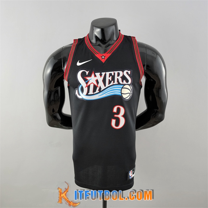 Camisetas Philadelphia 76ers (Iverson #3) Retro Big Meteor Negro