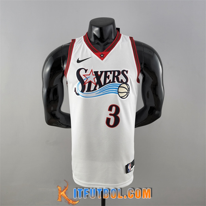 Camisetas Philadelphia 76ers (Iverson #3) Retro Big Meteor Blanco