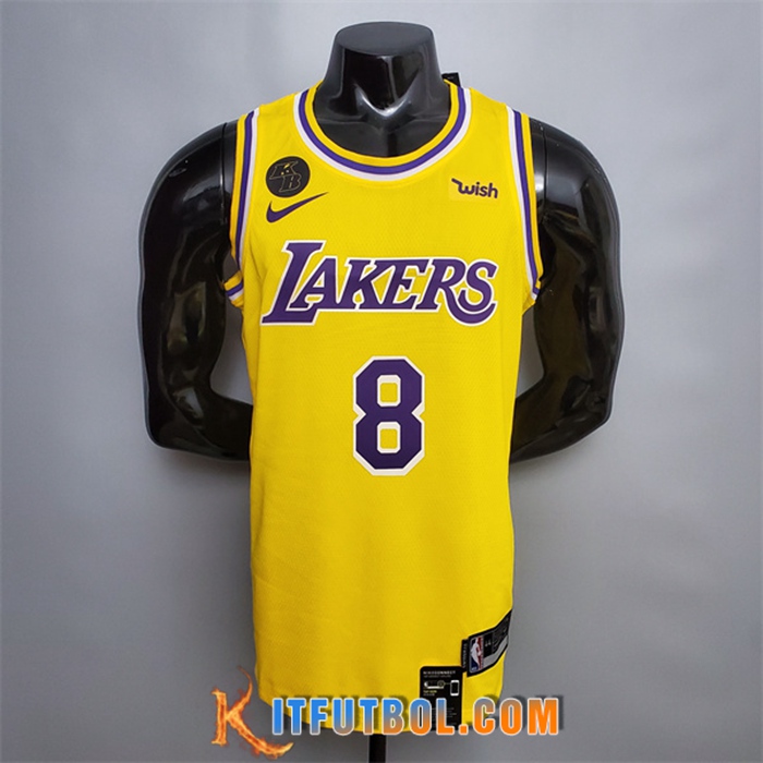 Camisetas Los Angeles Lakers (Bryant #8) Amarillo Encolure Ronde Commemorative Edition