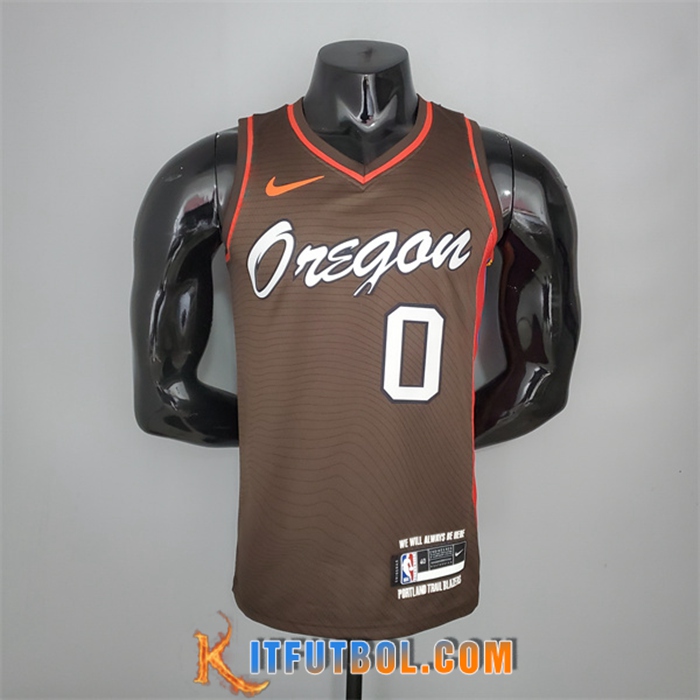 Camisetas Portland Trail Blazers (Lillard #0) 2021 Marrón City Edition