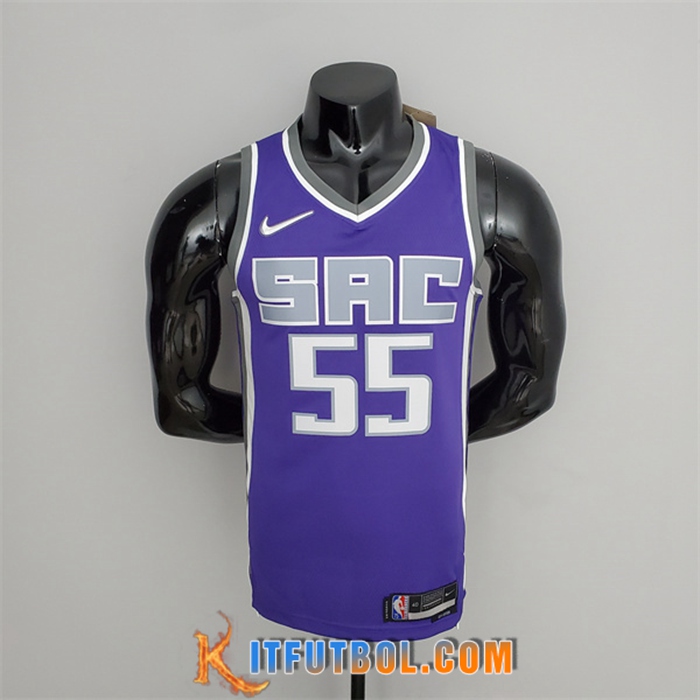 Camisetas Sacramento Kings (Williams #55) Negro/Púrpura 75th Anniversary