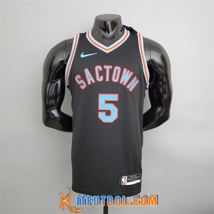 Camisetas Sacramento Kings (Fox #5) 2021 Negro City Edition