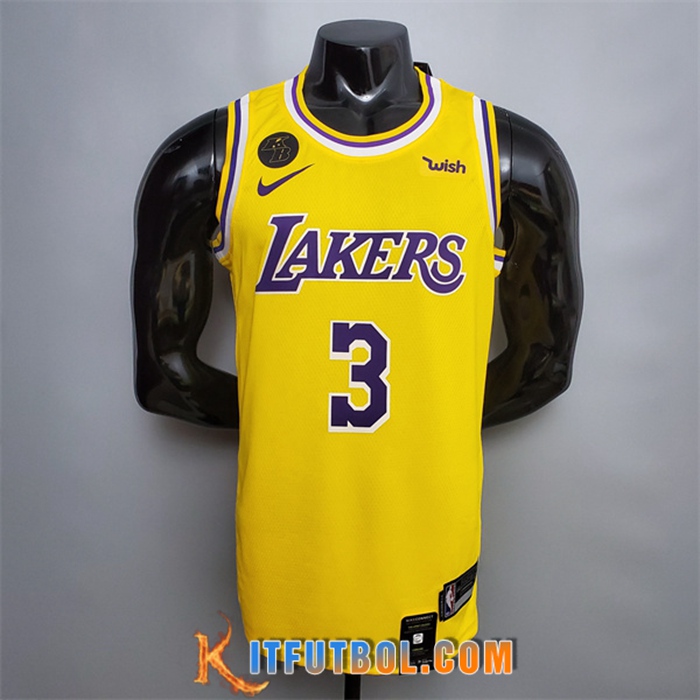 Camisetas Los Angeles Lakers (Davis #3) Amarillo Encolure Ronde Commemorative Edition