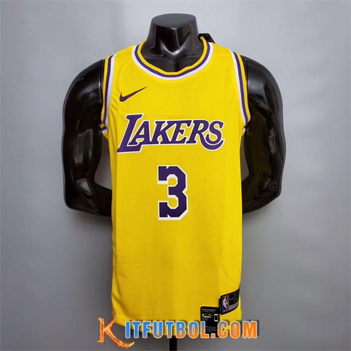 Camisetas Los Angeles Lakers (Davis #3) Amarillo Encolure Ronde