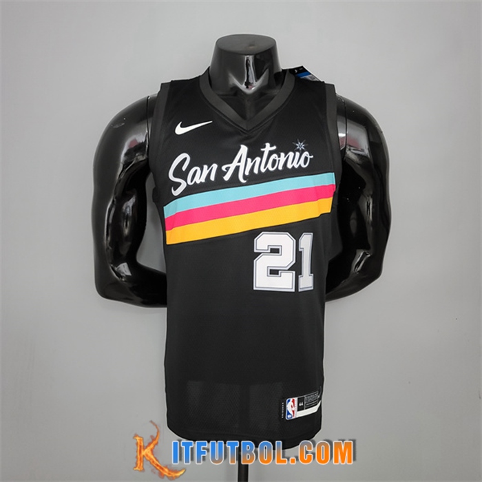 Nueva Camisetas San Antonio Spurs (Duncan #21) Negro City Edition