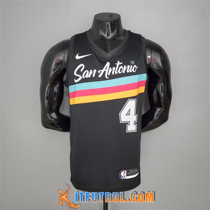 Nueva Camisetas San Antonio Spurs (White #4) Negro City Edition