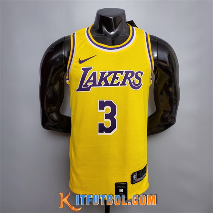 Nueva Camisetas Los Angeles Lakers (Davis #3) Amarillo Encolure Ronde