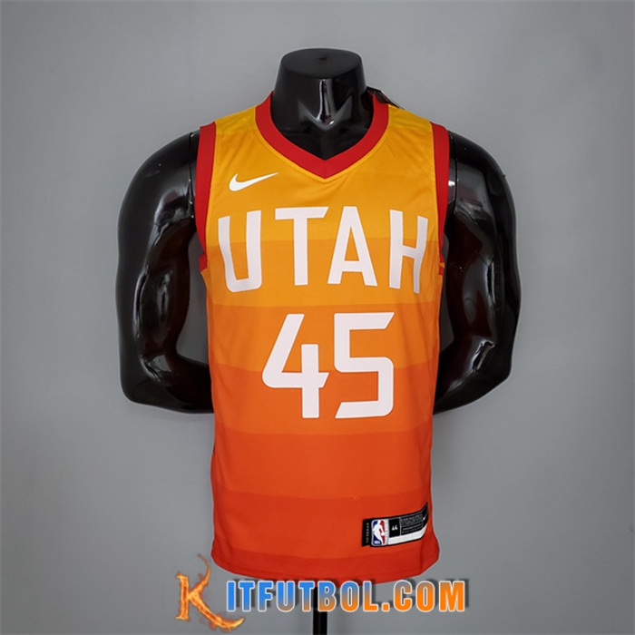 Camisetas Utah Jazz (Mitchell #45) 2019 Rainbow Gradient Naranja