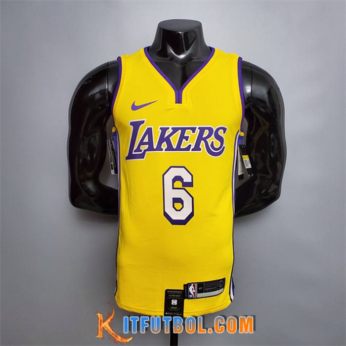 Camisetas Los Angeles Lakers (James #6) Amarillo V-collerette City Edition