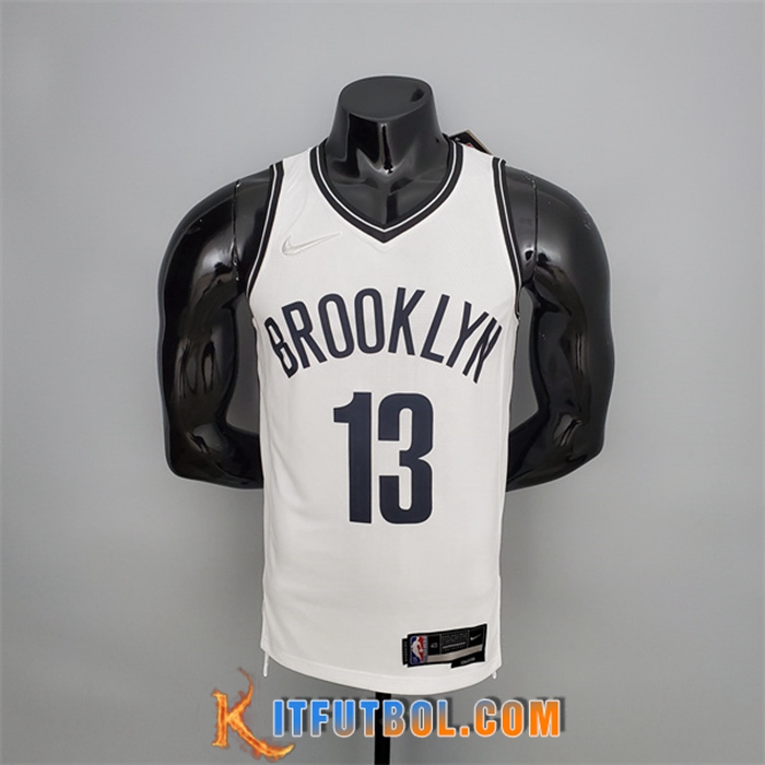 Camisetas Brooklyn Nets (Harden #13) Blanco 75th Anniversary