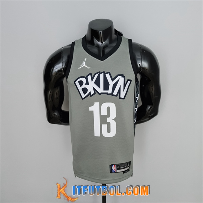Camisetas Brooklyn Nets (Harden #13) Gris 75th Anniversary City Edition