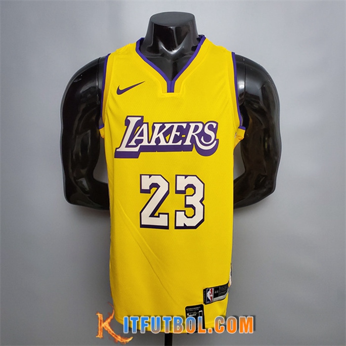 Camisetas Los Angeles Lakers (James #23) Amarillo V-collerette City Edition