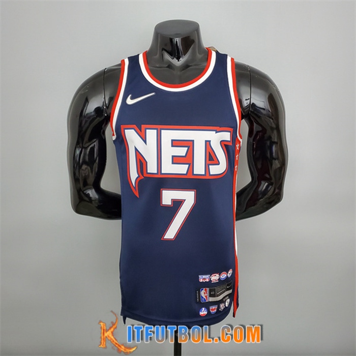 Camisetas Brooklyn Nets (Durant #7) Azul Royal 75th Anniversary City Edition