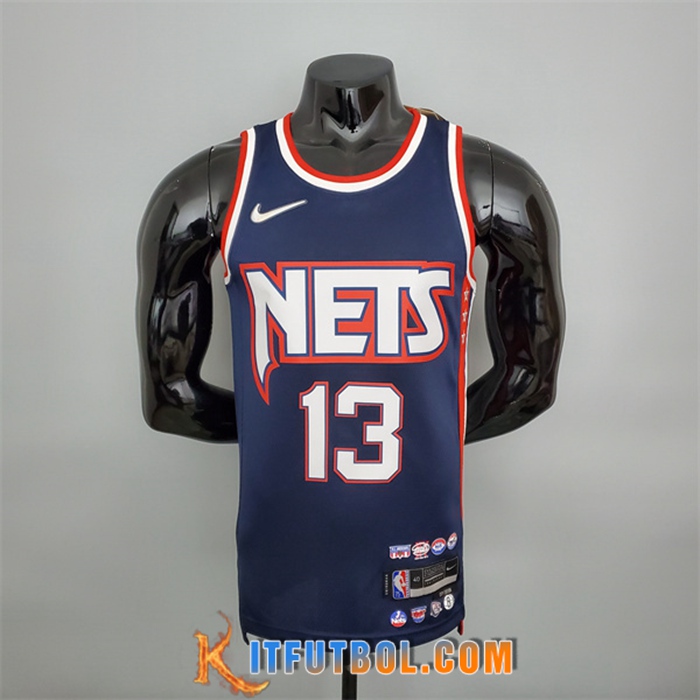 Camisetas Brooklyn Nets (Harden #13) Azul Royal 75th Anniversary City Edition