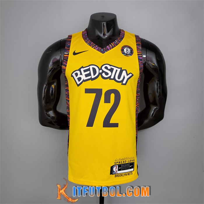 Camisetas Brooklyn Nets (Biggie #72) Amarillo Commemorative Edition