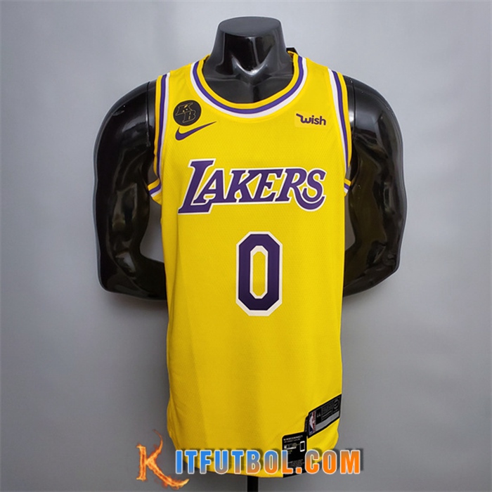 Camisetas Los Angeles Lakers (Kuzma #0) Amarillo Encolure Ronde Commemorative Edition
