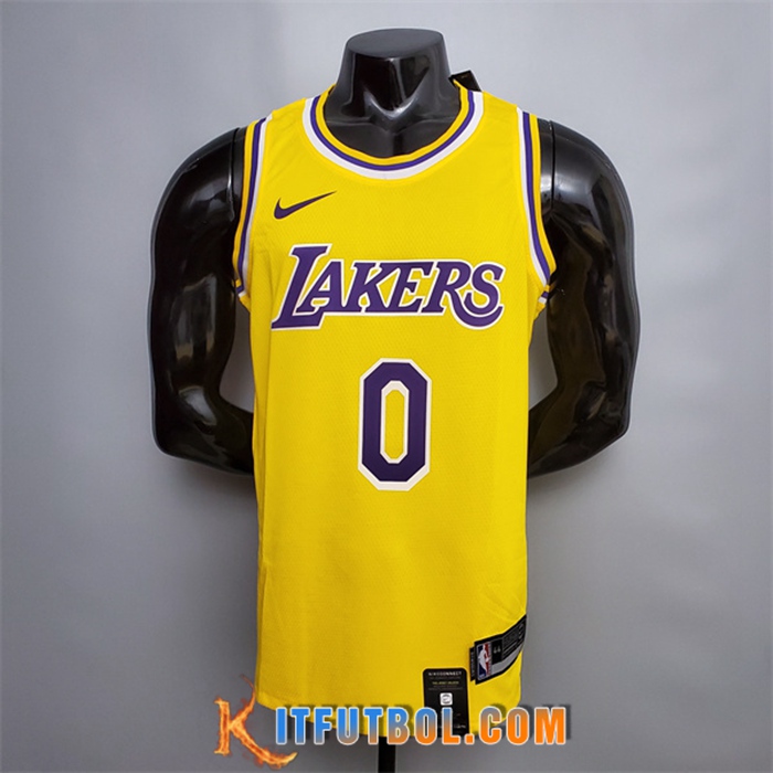 Camisetas Los Angeles Lakers (Kuzma #0) Amarillo Encolure Ronde
