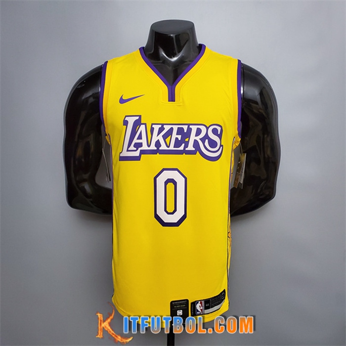 Camisetas Los Angeles Lakers (Kuzma #0) Amarillo V-collerette City Edition