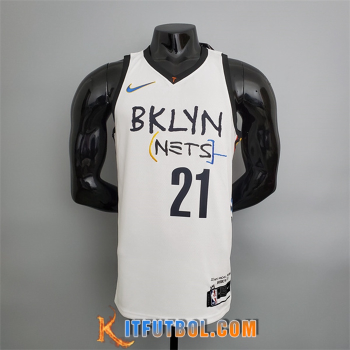 Camisetas Brooklyn Nets (Aldridge #21) Blanco Graffiti