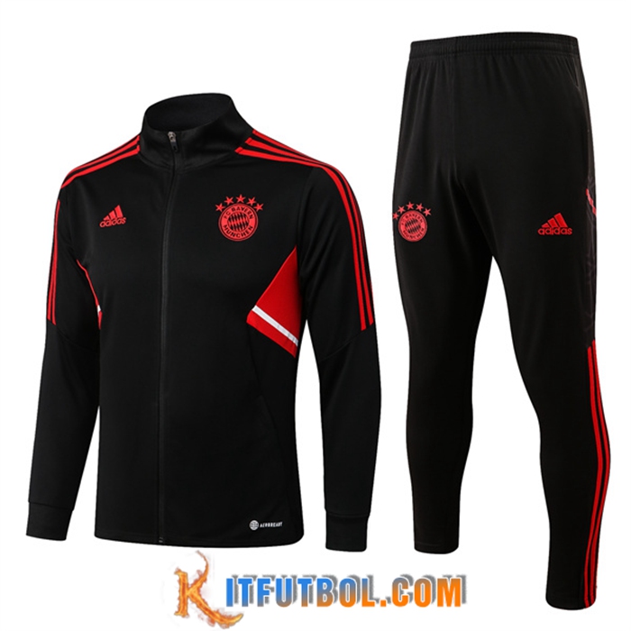 Chandal Equipos De Futbol - Chaqueta Bayern Munich High Collar Negro 2022/2023