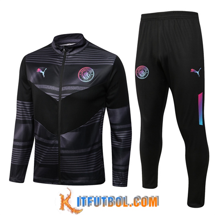 Chandal Equipos De Futbol - Chaqueta Manchester City Negro/Gris 2022/2023