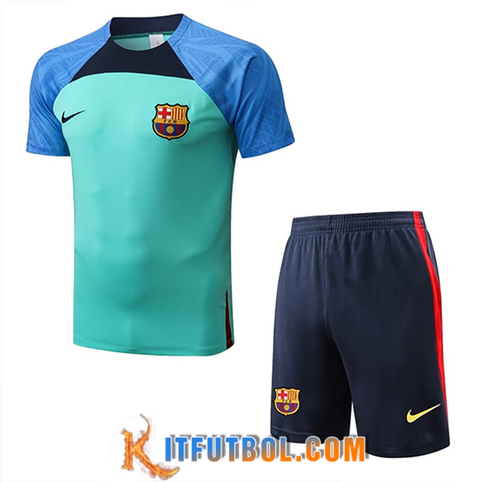 Camiseta Entrenamiento + Cortos FC Barcelona Azul/Verde 2022/2023