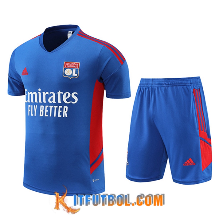 Camiseta Entrenamiento + Cortos Lyon Azul 2022/2023