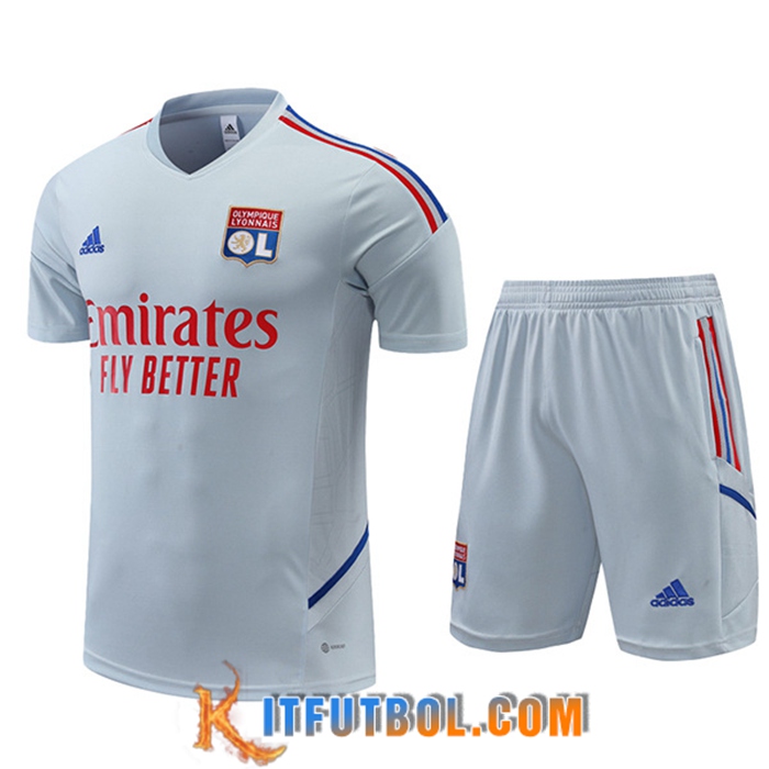 Camiseta Entrenamiento + Cortos Lyon Gris 2022/2023
