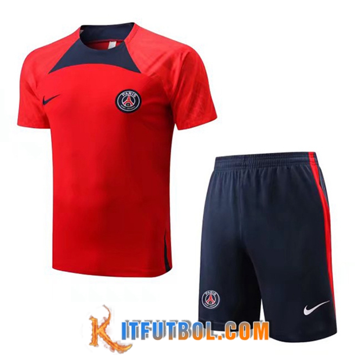 Camiseta Entrenamiento + Cortos PSG Rojo/Negro 2022/2023