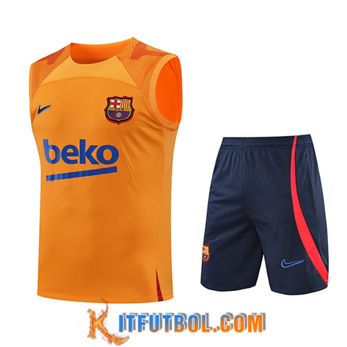 Camiseta Entrenamiento sin mangas + Cortos FC Barcelona Amarillo 2022/2023