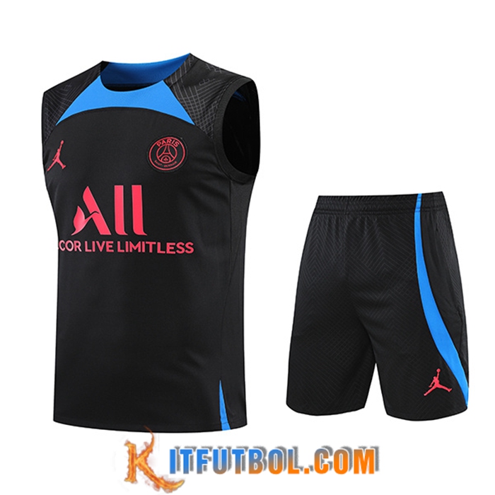 Camiseta Entrenamiento sin mangas + Cortos Jondan PSG Negro/Azul 2022/2023