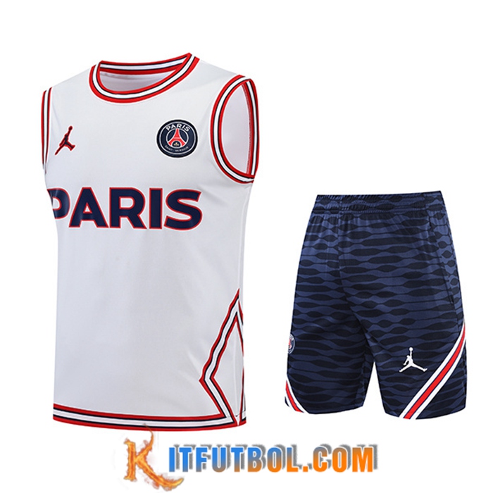 Camiseta Entrenamiento sin mangas + Cortos Jondan PSG Blanco 2022/2023