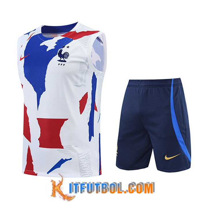 Camiseta Entrenamiento sin mangas + Cortos Francia Rojo/Negro/Blanco 2022/2023