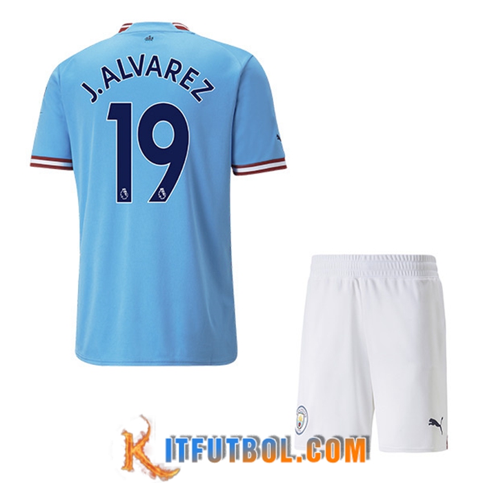 Camisetas De Futbol Manchester City (J.ALVAREZ #19) Ninos Primera 2022/23