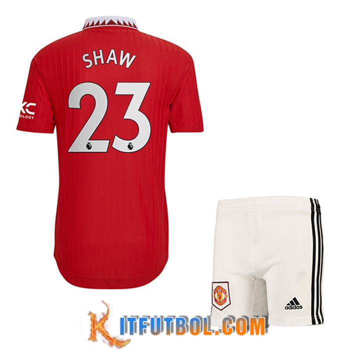 Camisetas De Futbol Manchester United (SHAW #23) Ninos Primera 2022/23