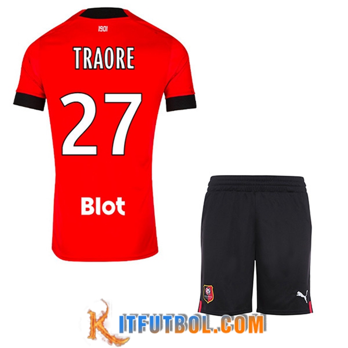 Camisetas De Futbol Stade Rennais (TRAORE #27) Ninos Primera 2022/23