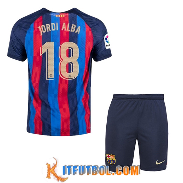 Camisetas De Futbol FC Barcelona (JORDI ALBA #18) Ninos Primera 2022/23