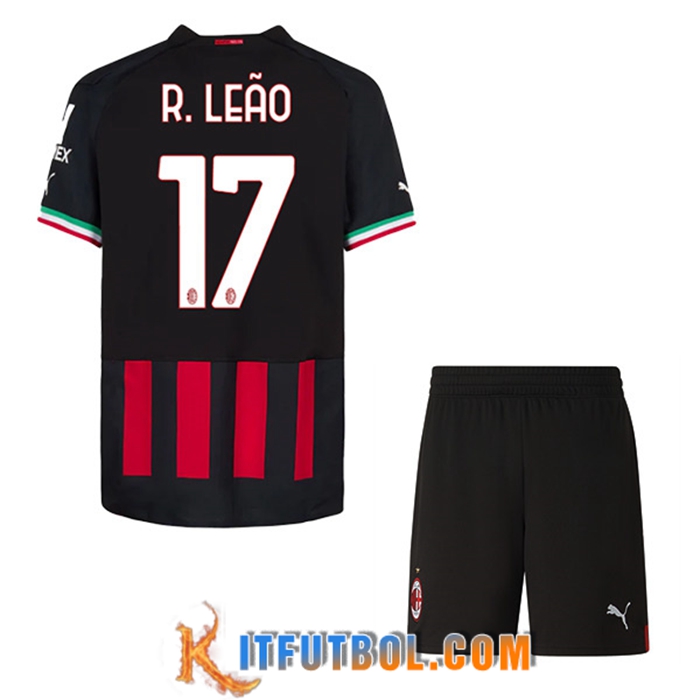 Camisetas De Futbol AC Milan (R. LEÃO #17) Ninos Primera 2022/23