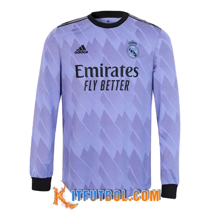Nueva Camisetas De Futbol Real Madrid Segunda Manga Largas 2022/2023