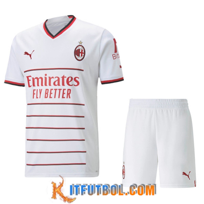 Nueva Camisetas De Futbol AC Milan Ninos Segunda 2022/2023