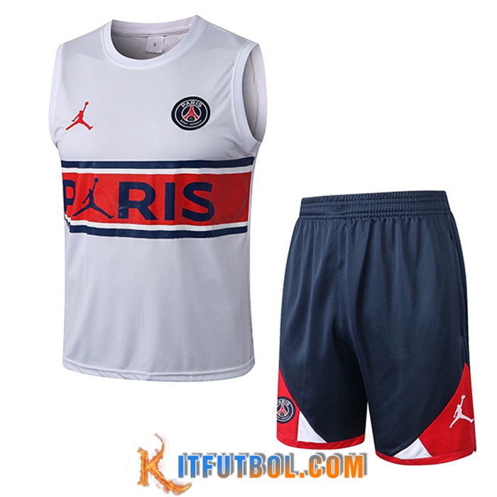 Camiseta Entrenamiento sin mangas + Cortos Jondan PSG Blanco/Rojo 2022/2023