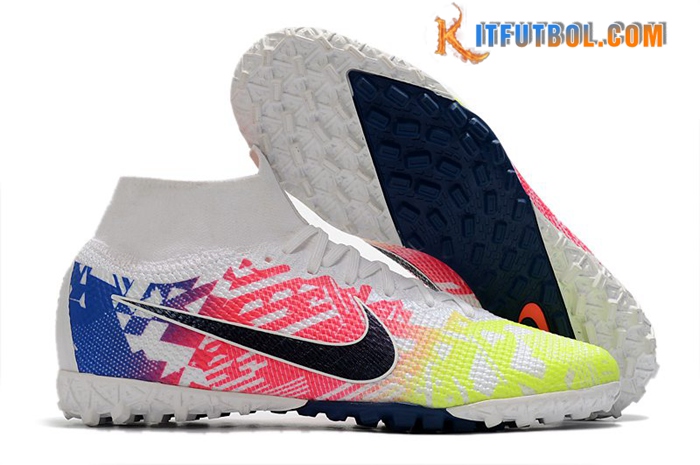 Nike Botas De Fútbol Mercurial Superfly 7 Elite MDS TF Rosa/Amarillo/Azul