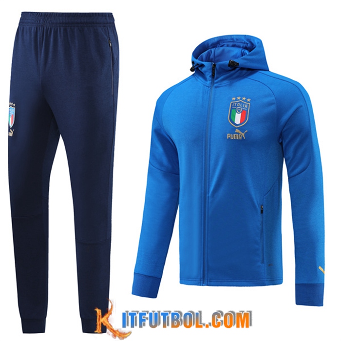Chaqueta Con Capucha Chandal Italia Azul 2022/2023