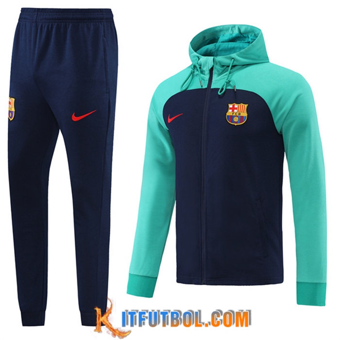 Chaqueta Con Capucha Chandal FC Barcelona Azul/Verde 2022/2023