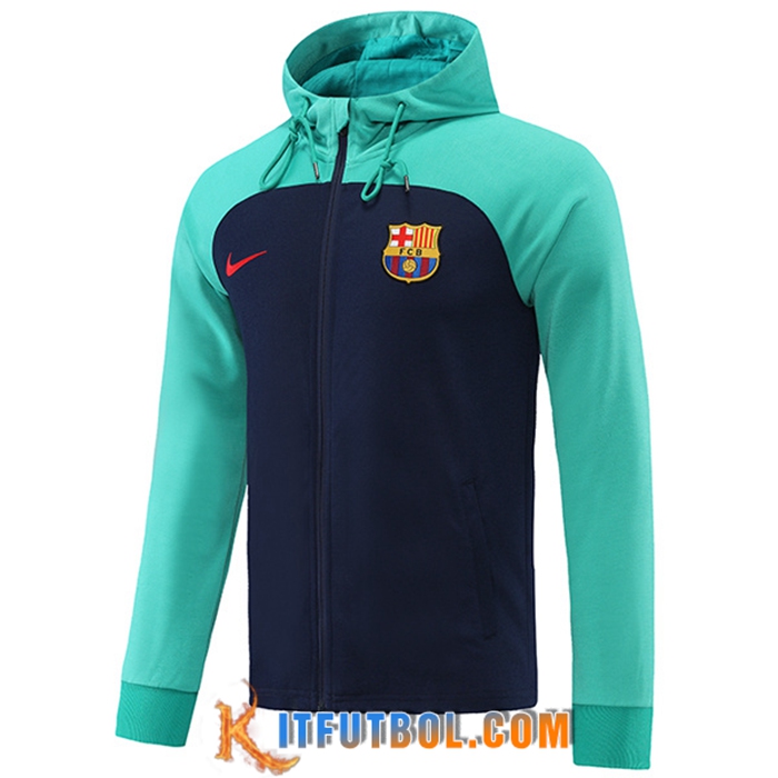 Chaqueta Con Capucha FC Barcelona Azul/Verde 2022/2023