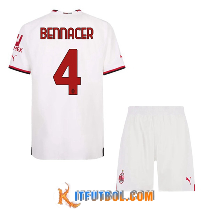 Camisetas De Futbol AC Milan (BENNACER #4) Ninos Segunda 2022/2023