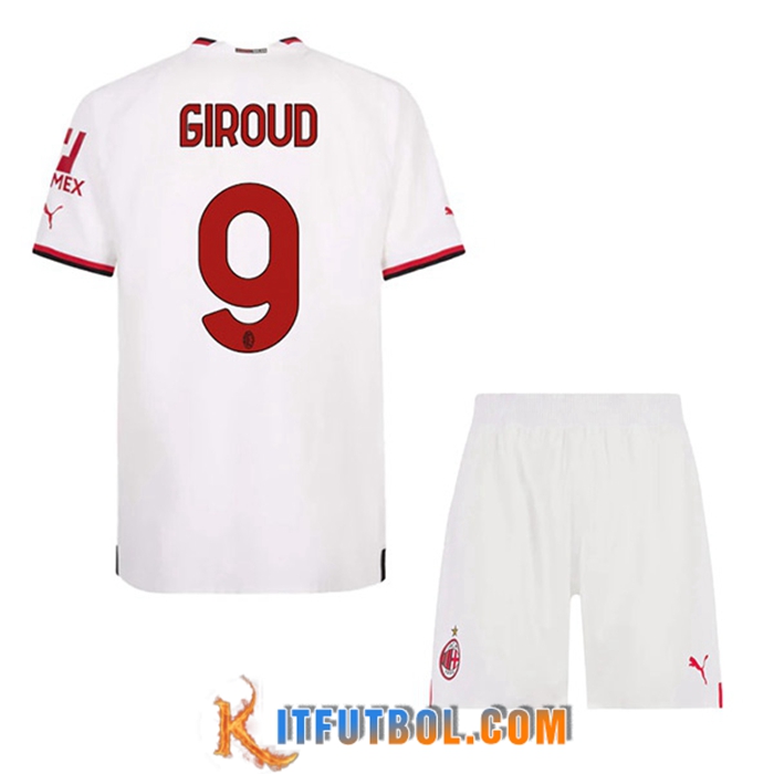 Camisetas De Futbol AC Milan (GIROUD #9) Ninos Segunda 2022/2023
